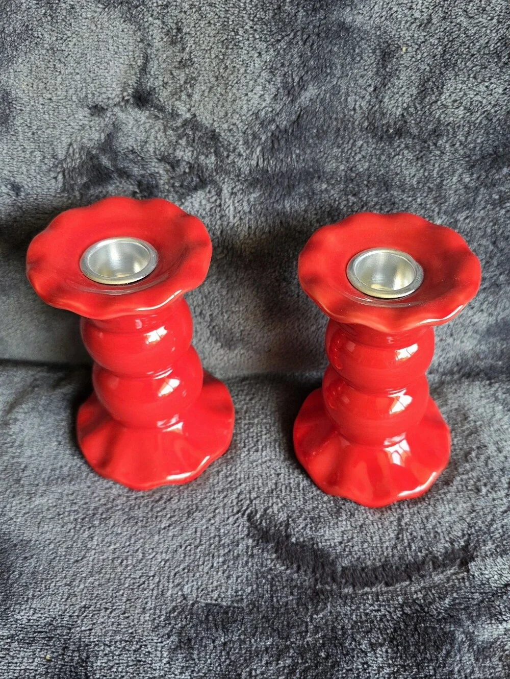 Bundle of 2 new Taper Candle Holder, Red 4.5